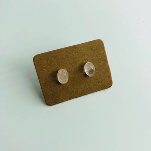 MINIMALIST ROSE QUARTZ OVAL STUDS 🌸